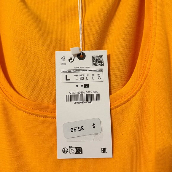 Zara Orange tank drop dress with fringe bottom - Picture 4 of 5